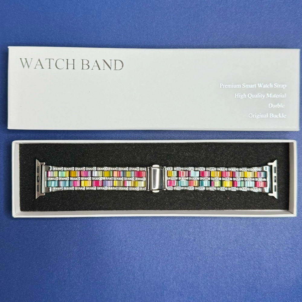 Luxury Resin Rhinestone Diamond Metal Steel Strap Band fits Apple Watch 38mm